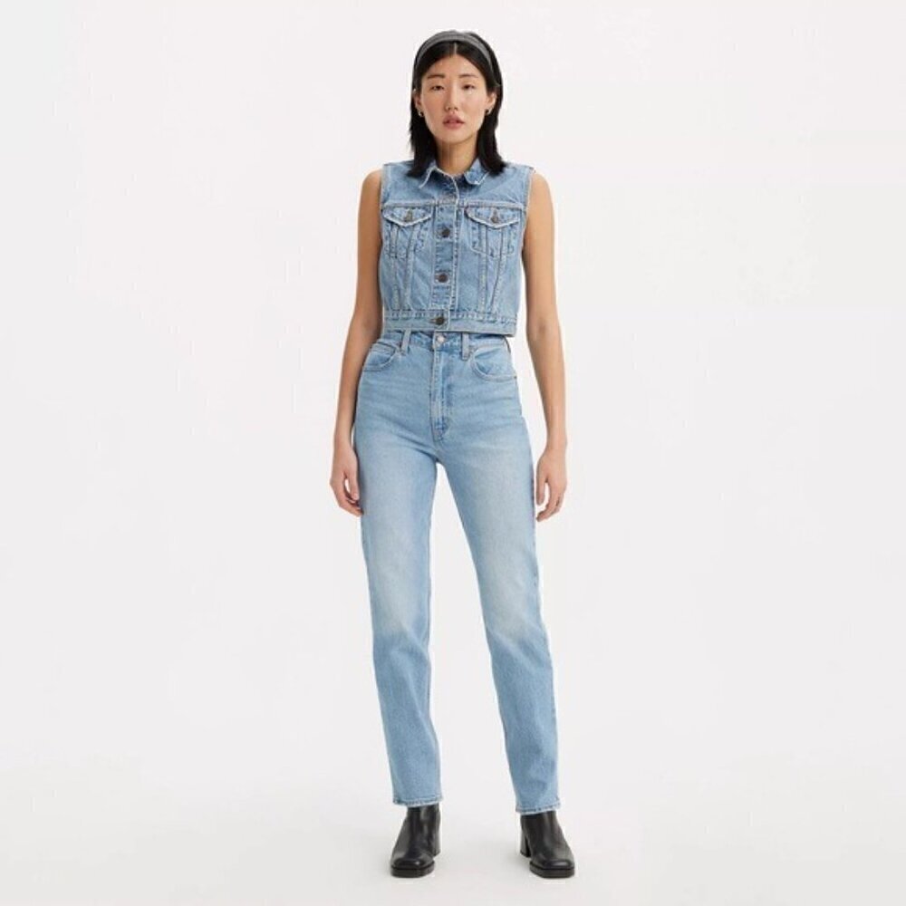 NWT Levis 70's High Rise Slim Straight Leg Light Blue Wash Jeans Size 31 - Picture 12 of 12